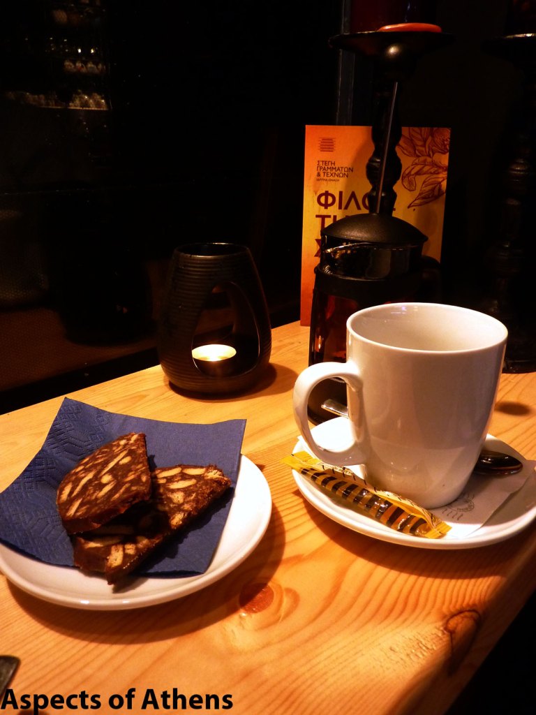 tea and chocolate dessert in Kolokotroni 9